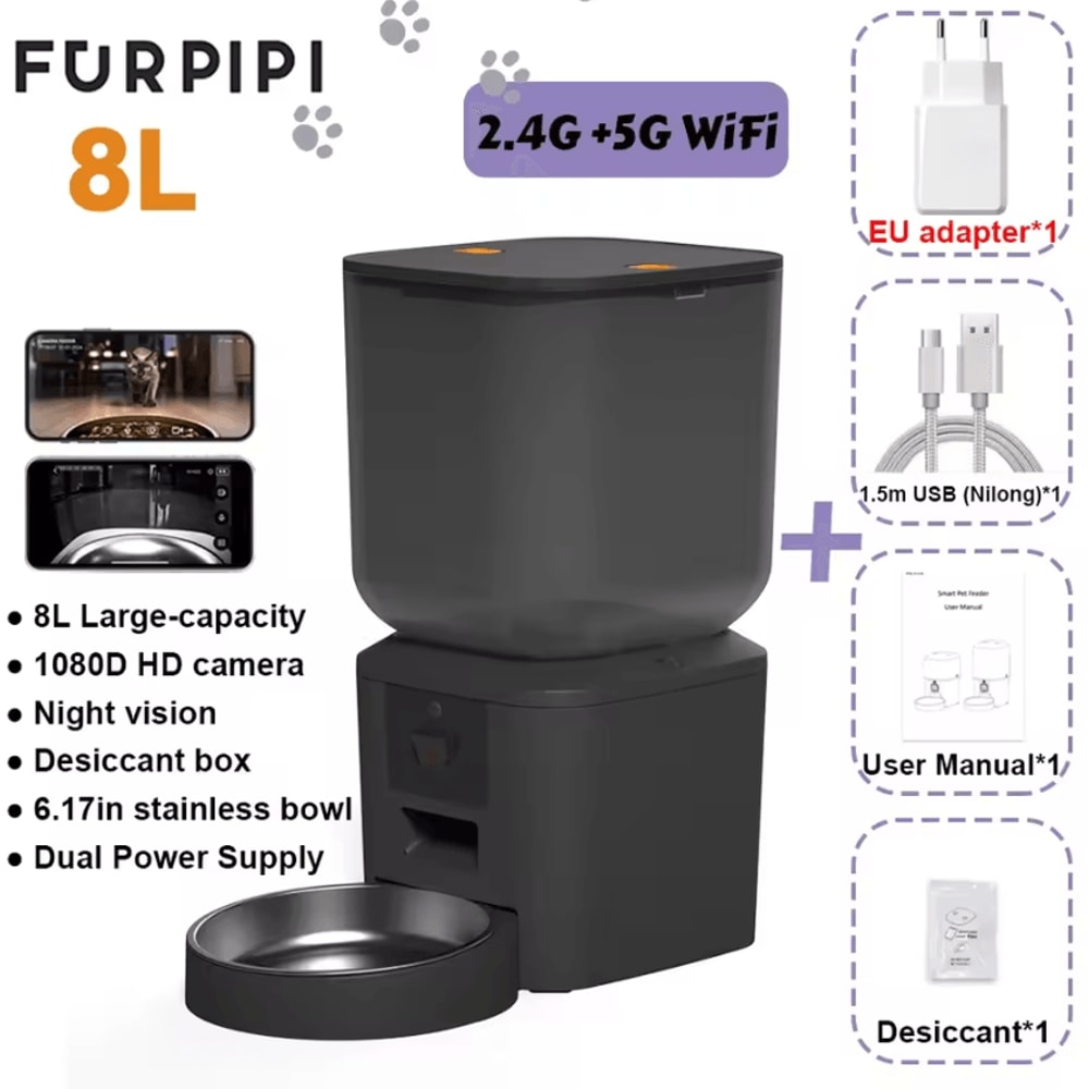 Furpipi VisionFeed Smart WiFi Automatic Pet Feeder With 1080P HD Camera 4