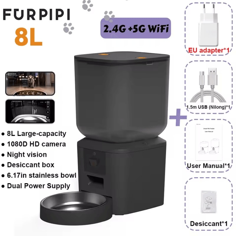 Furpipi VisionFeed Smart WiFi Automatic Pet Feeder With 1080P HD Camera 4