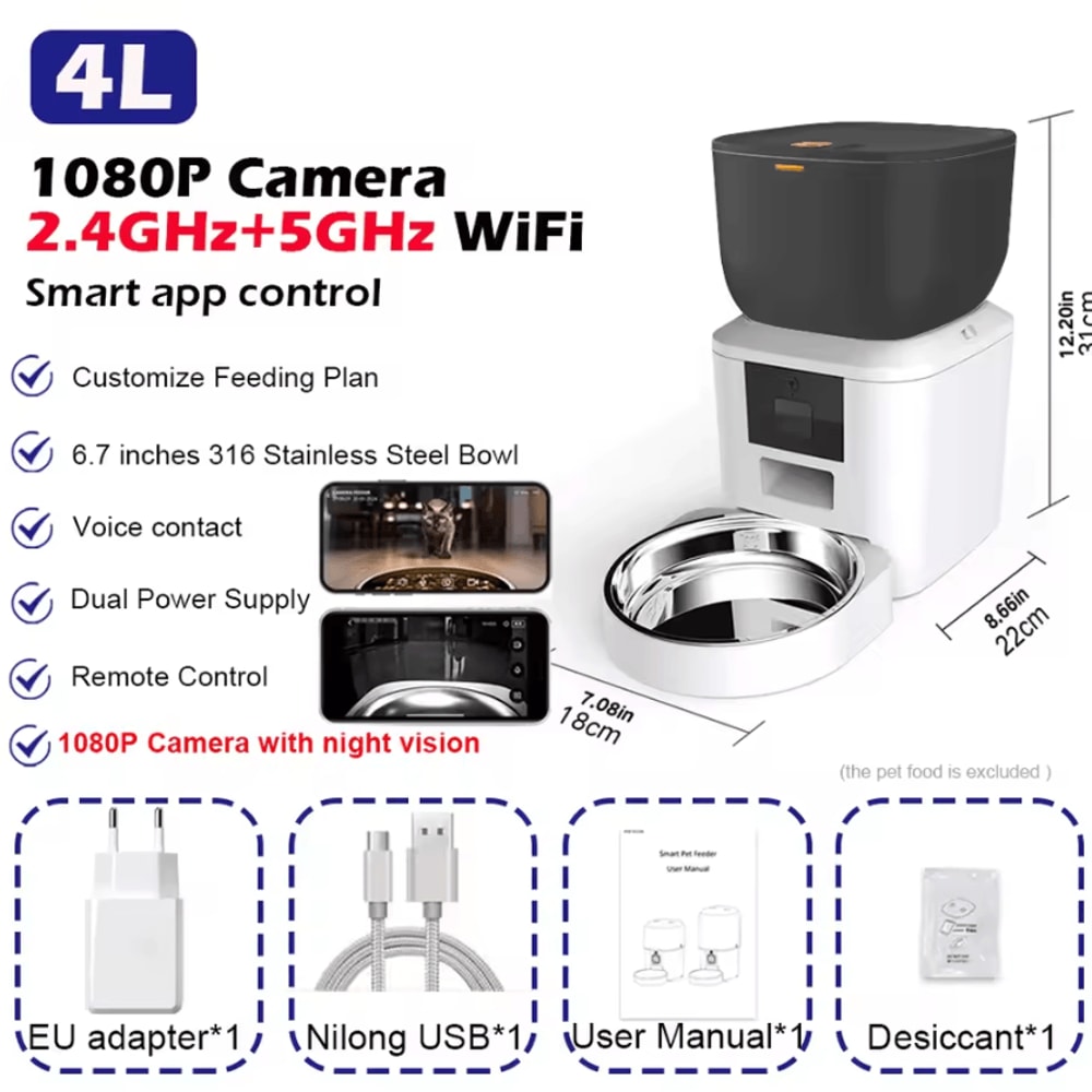 Furpipi VisionFeed Smart WiFi Automatic Pet Feeder With 1080P HD Camera 6