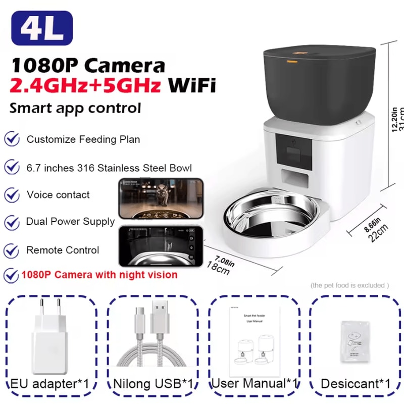 Furpipi VisionFeed Smart WiFi Automatic Pet Feeder With 1080P HD Camera 6