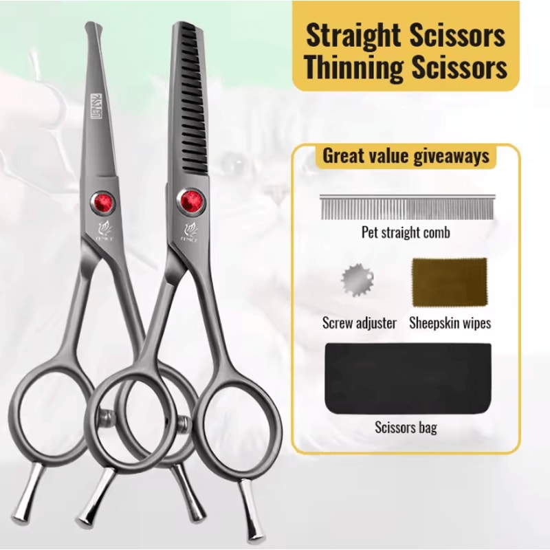 Fenice SafeTip Pet Grooming Scissors Rounded Tip Face Paw Trimming Shears 5