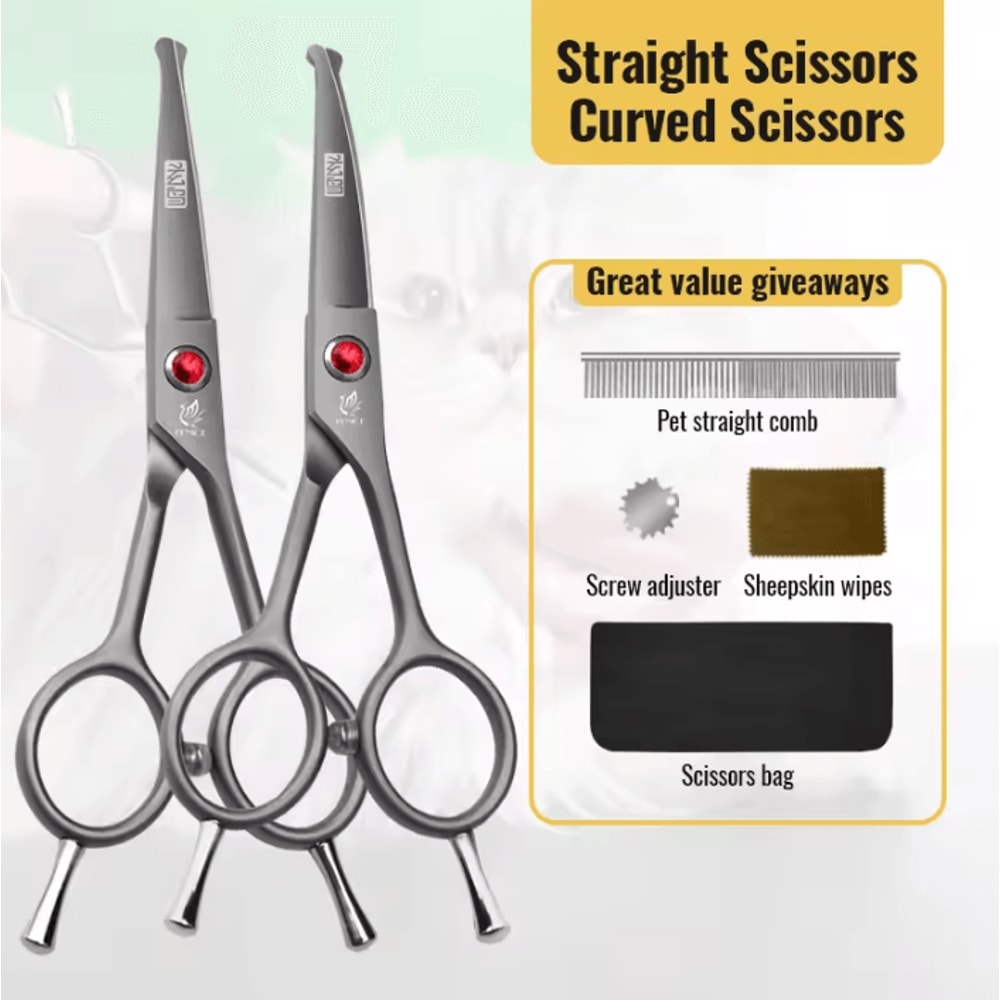 Fenice SafeTip Pet Grooming Scissors Rounded Tip Face Paw Trimming Shears 7