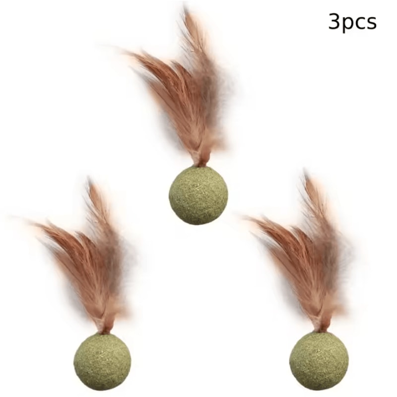 MintyPaws Catnip Ball Toy Edible Cat Mint Treat Teeth Cleaning Toy 4