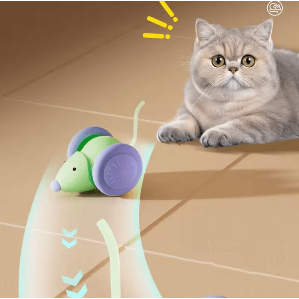ZoomMouse Interactive Cat Toy Car Rechargeable Smart Mouse With Obstacle Avoidance 0
