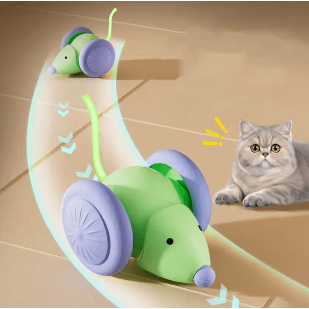 ZoomMouse Interactive Cat Toy Car Rechargeable Smart Mouse With Obstacle Avoidance 2