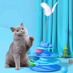 spinhunt 4-layer interactive cat turntable toy with feather teaser