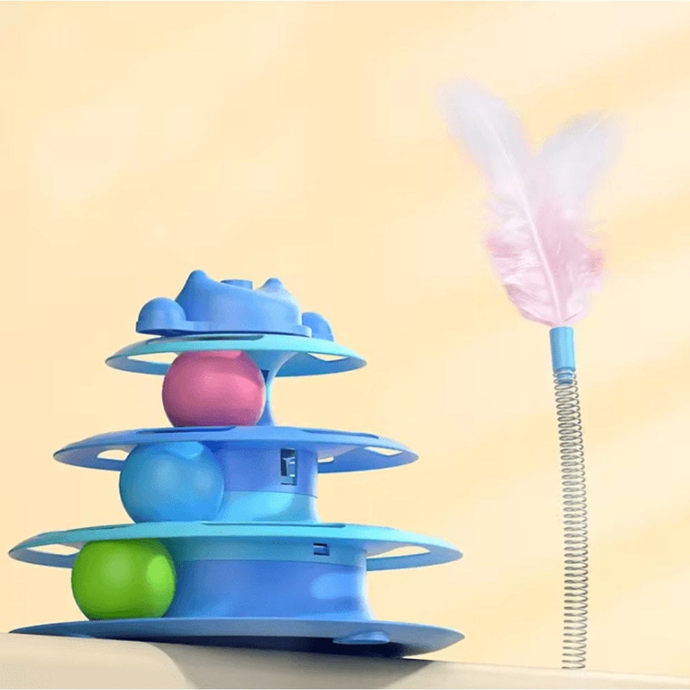 SpinHunt 4Layer Interactive Cat Turntable Toy With Feather Teaser 4