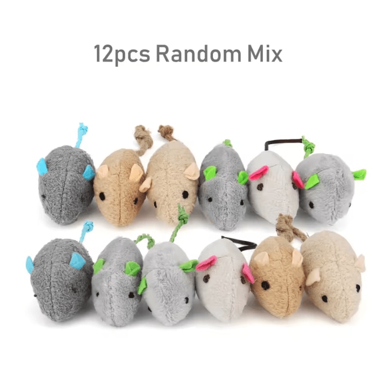 PouncePlay Catnip Plush Mouse Toy Set 12 Interactive Cat Mice 4
