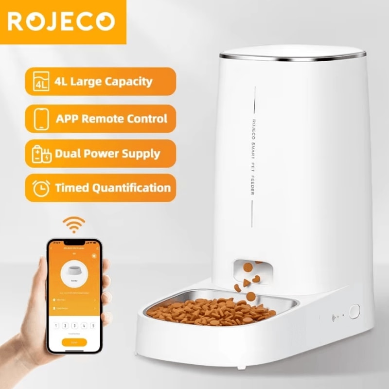 ROJECO Smart WiFi Automatic Cat Feeder With Remote App Control 0