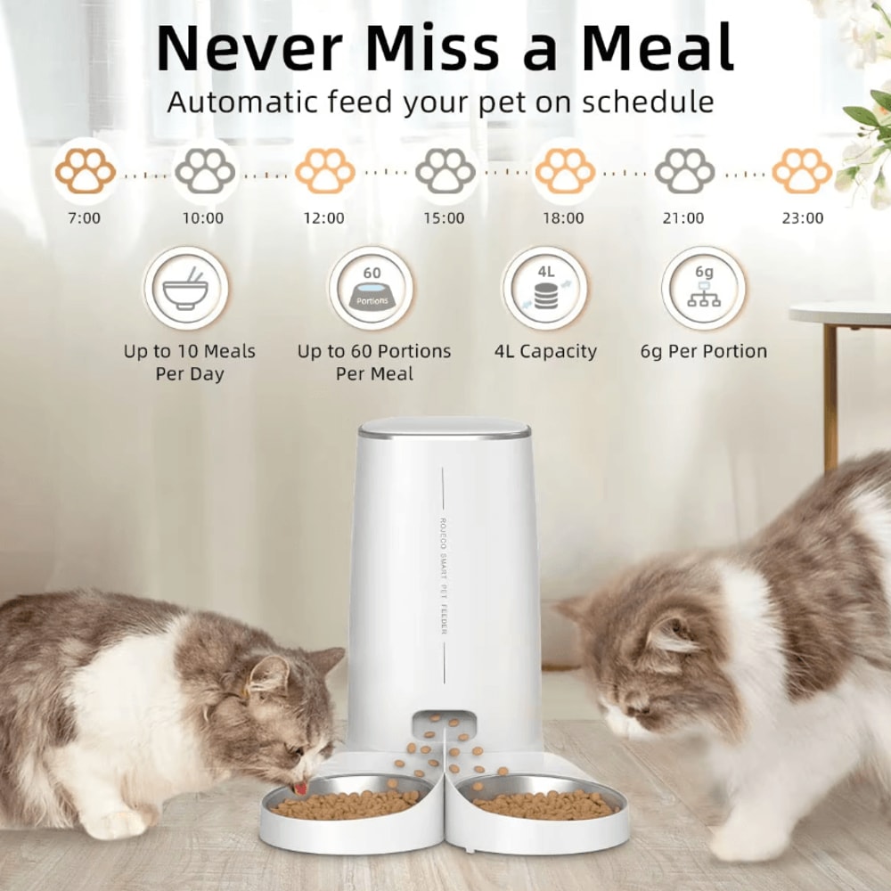 ROJECO Smart WiFi Automatic Cat Feeder With Remote App Control 1