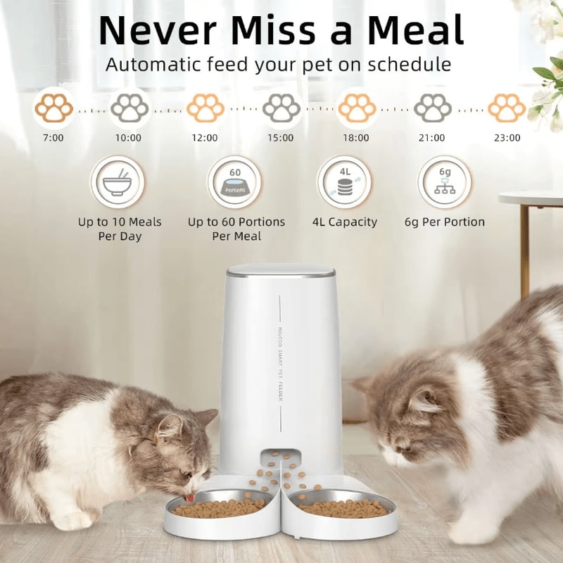 ROJECO Smart WiFi Automatic Cat Feeder With Remote App Control 1