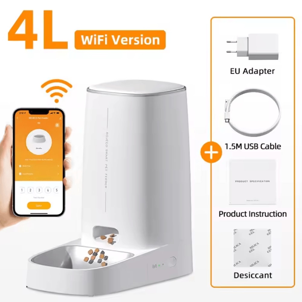 ROJECO Smart WiFi Automatic Cat Feeder With Remote App Control 5
