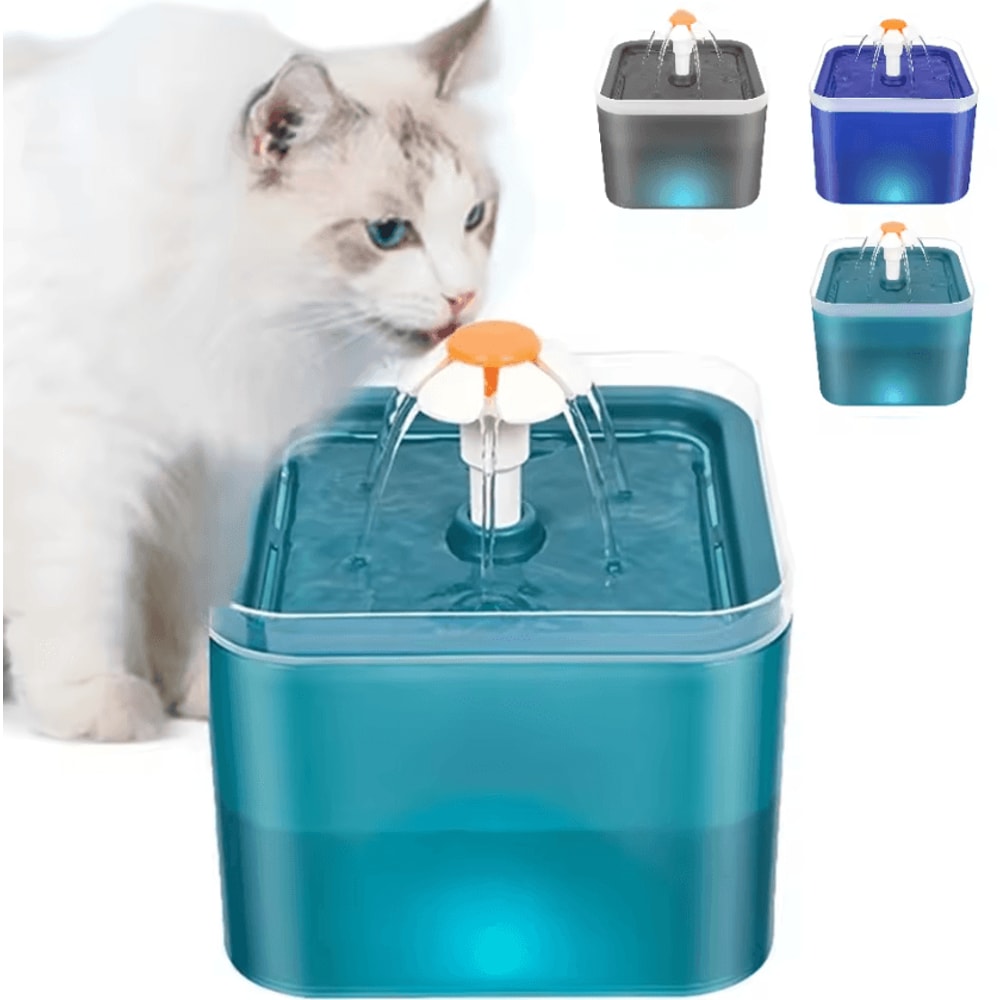 GlowFlow 2L Automatic Cat Water Fountain With LED Filtration System 0