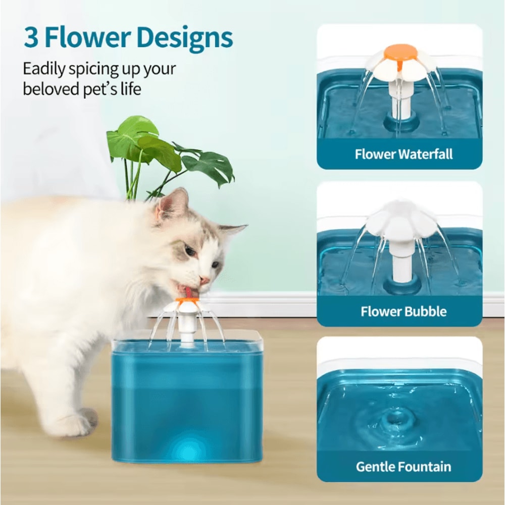 GlowFlow 2L Automatic Cat Water Fountain With LED Filtration System 2