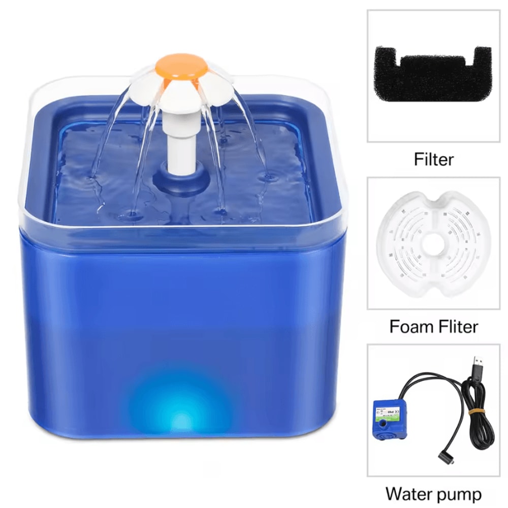 GlowFlow 2L Automatic Cat Water Fountain With LED Filtration System 6