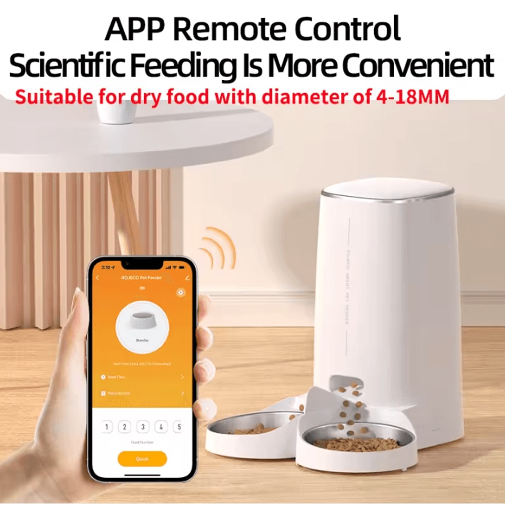 ROJECO Smart Dual Bowl WiFi Automatic Pet Feeder 2