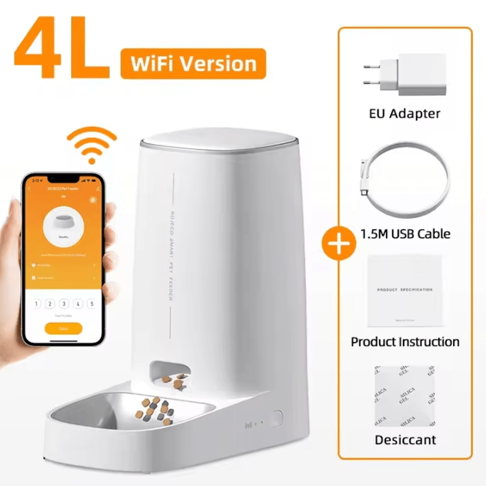 ROJECO Smart Dual Bowl WiFi Automatic Pet Feeder 4