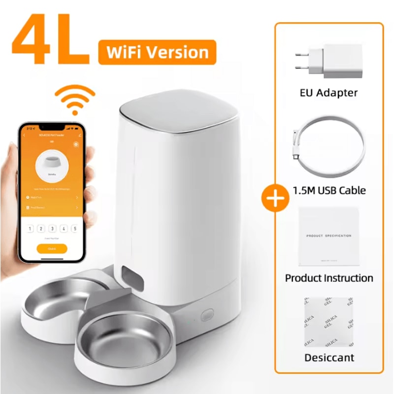 ROJECO Smart Dual Bowl WiFi Automatic Pet Feeder 5