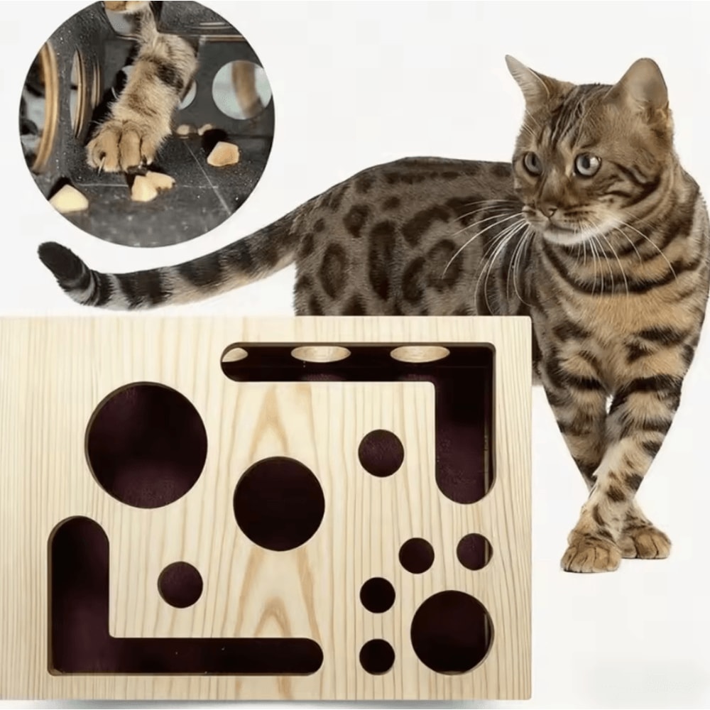 Interactive Cat Nail File Puzzle Box With Bell Ball Maze Tunnel 0