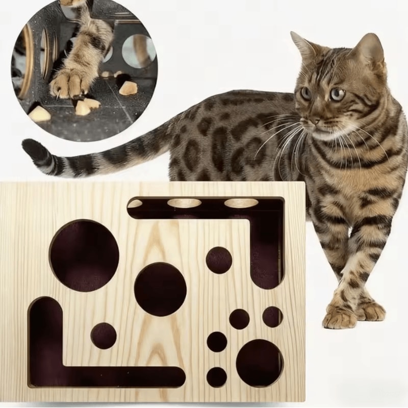 Interactive Cat Nail File Puzzle Box With Bell Ball Maze Tunnel 0