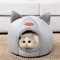 Cute Cat Head Shape SemiEnclosed Warm Cat Bed House 0