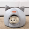 Cute Cat Head Shape SemiEnclosed Warm Cat Bed House 0