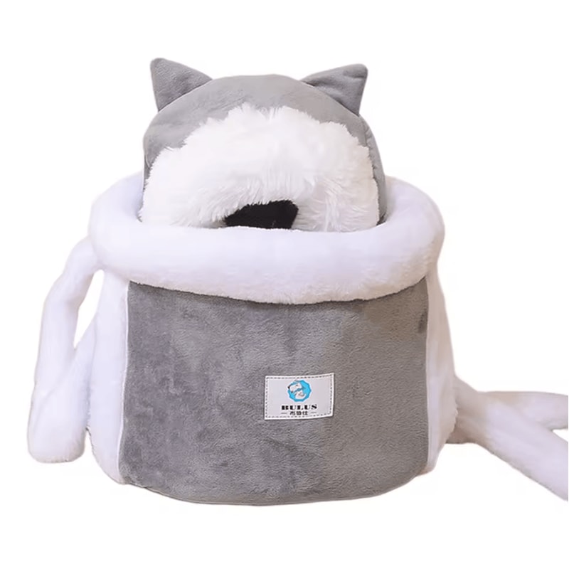 Winter Warm Plush Cat Backpack Carrier For Outdoor Travel 2