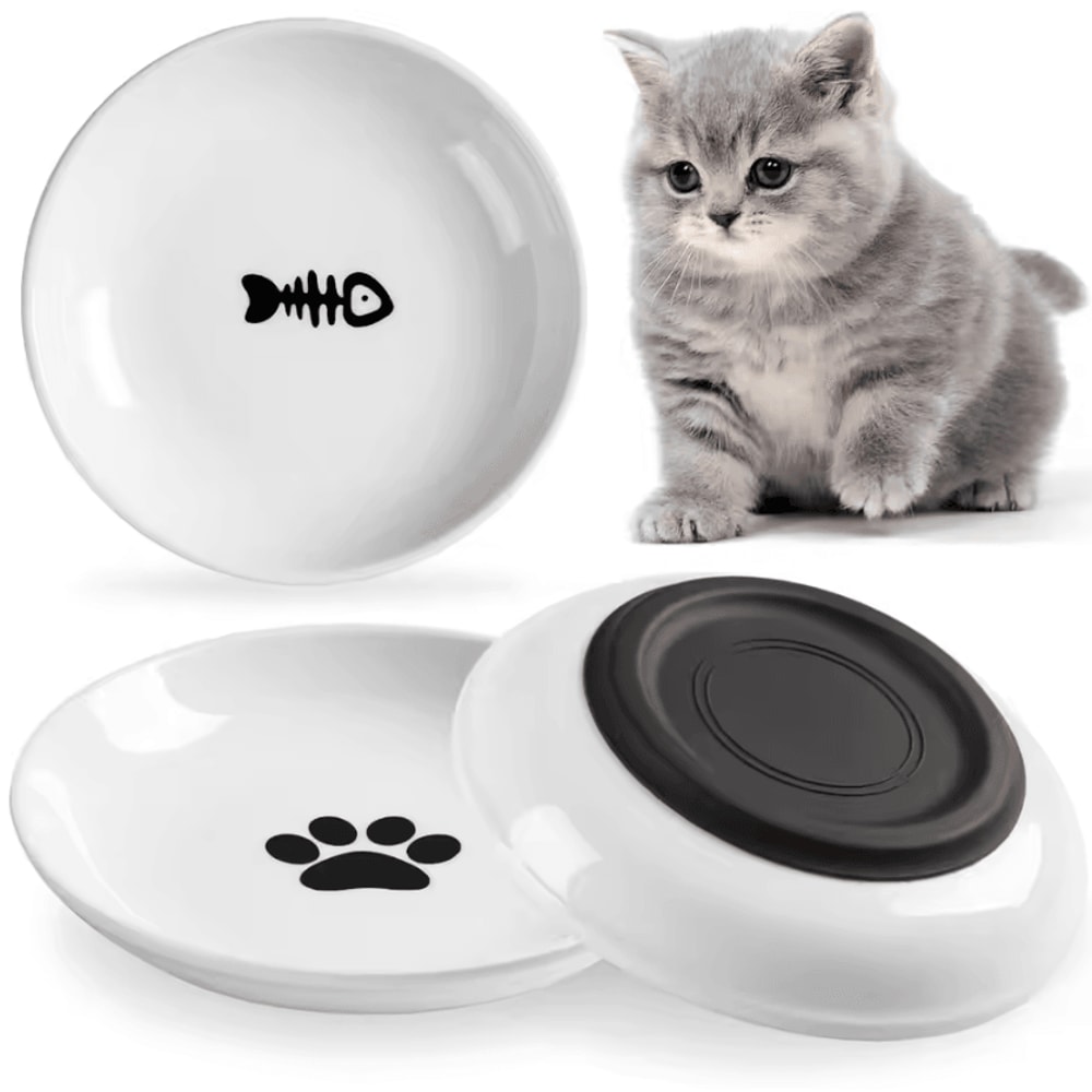 Elevated Ceramic Pet Feeding Bowl With NonSlip Silicone Base 0
