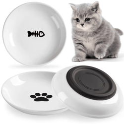 elevated ceramic pet feeding bowl with non-slip silicone base