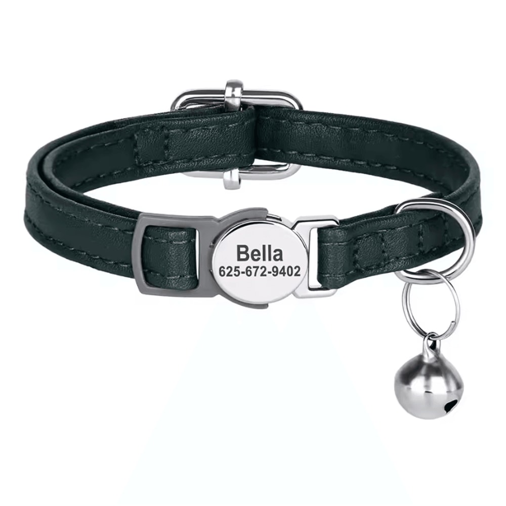 Personalized PU Leather Cat Collar With Engraved Nameplate Bell 5