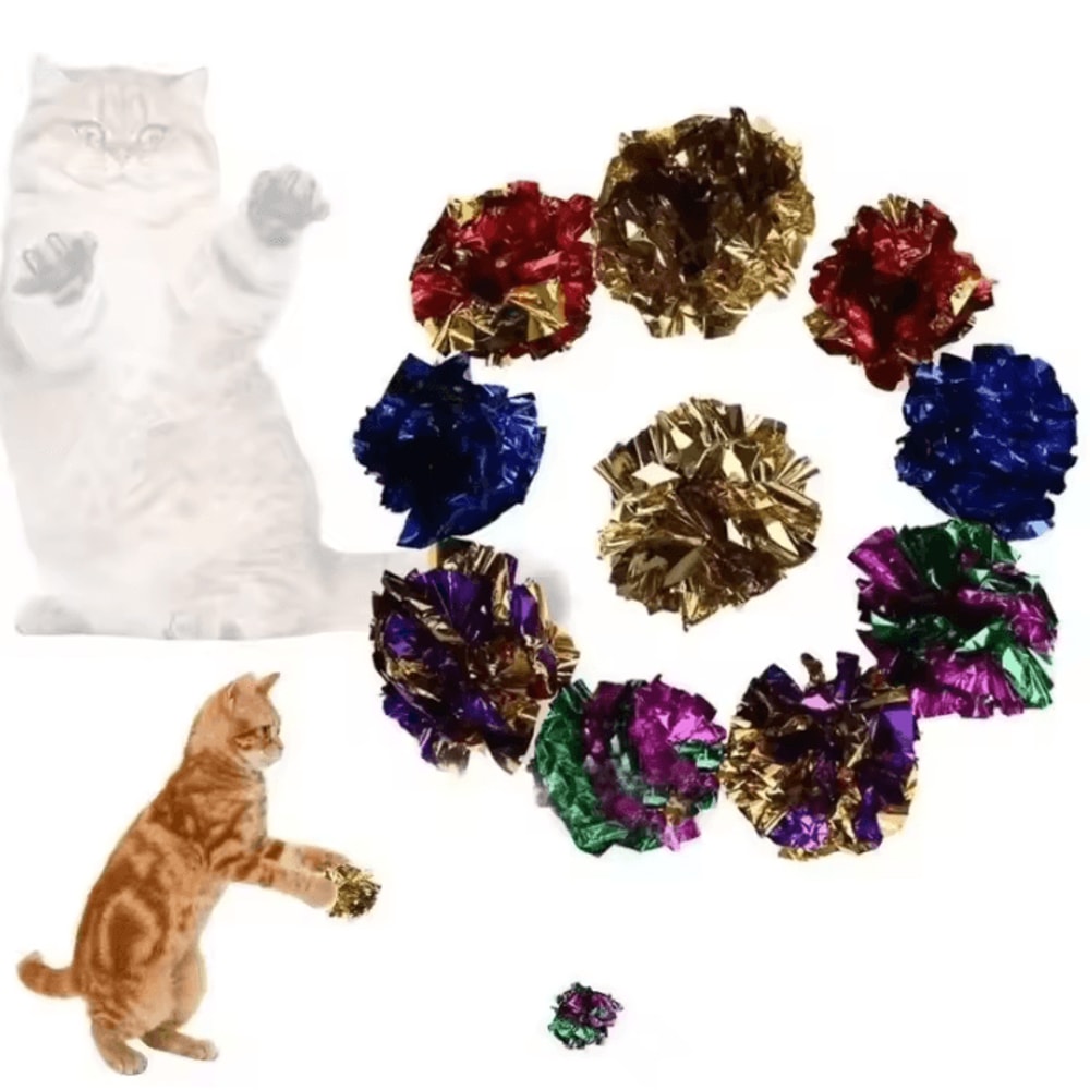 Mylar Crinkle Foil Ball Cat Toys For Interactive Indoor Play 1