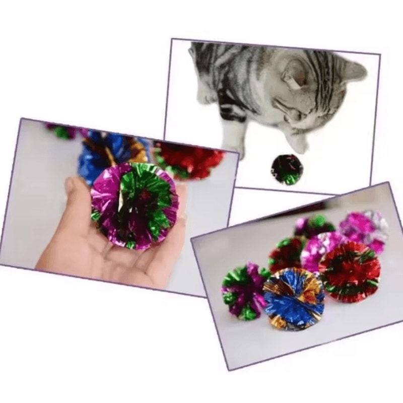 Mylar Crinkle Foil Ball Cat Toys For Interactive Indoor Play 3