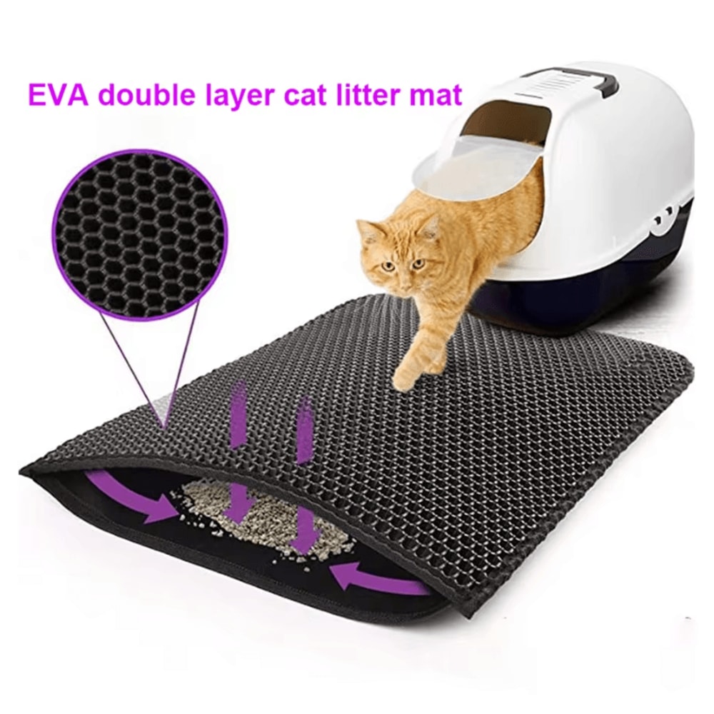 Waterproof DoubleLayer Cat Litter Mat For Cleaner Floors Easy Cleanup 0