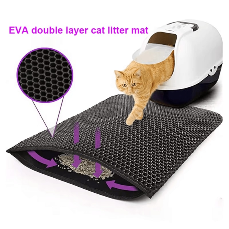Waterproof DoubleLayer Cat Litter Mat For Cleaner Floors Easy Cleanup 0
