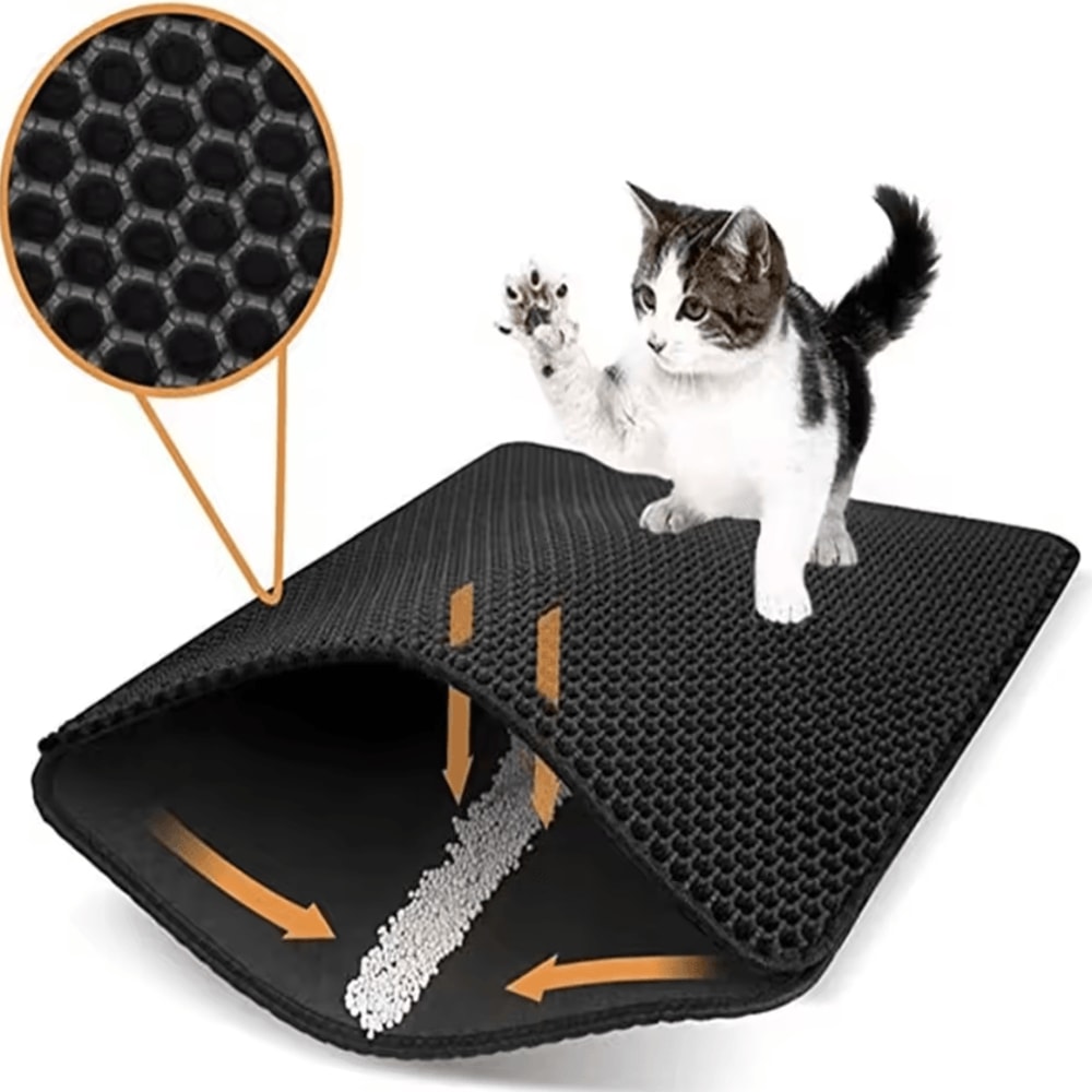 Waterproof DoubleLayer Cat Litter Mat For Cleaner Floors Easy Cleanup 1