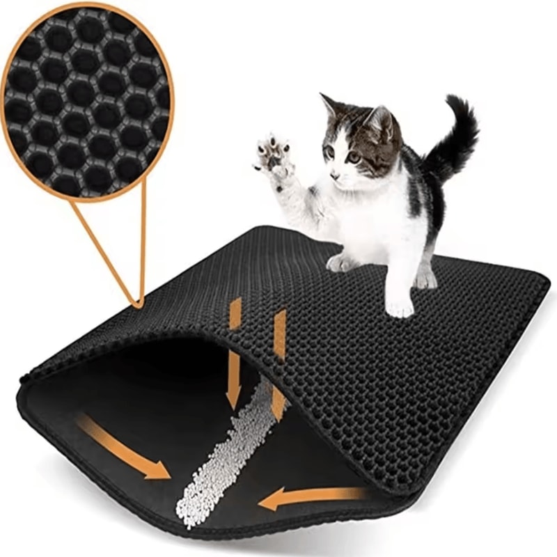Waterproof DoubleLayer Cat Litter Mat For Cleaner Floors Easy Cleanup 1
