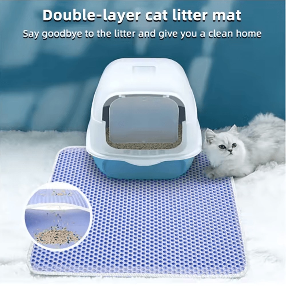 Waterproof DoubleLayer Cat Litter Mat For Cleaner Floors Easy Cleanup 2