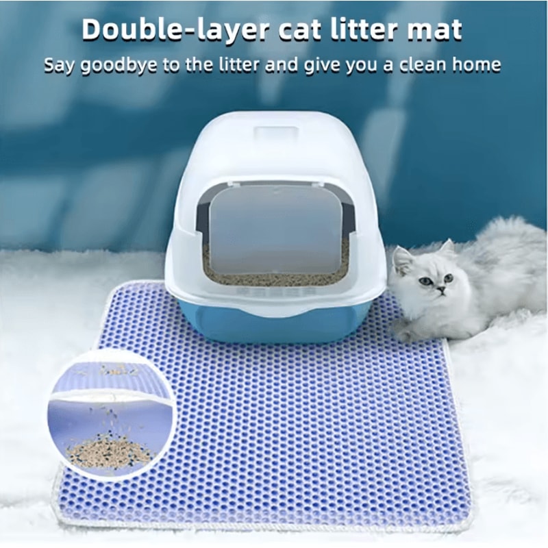 Waterproof DoubleLayer Cat Litter Mat For Cleaner Floors Easy Cleanup 2