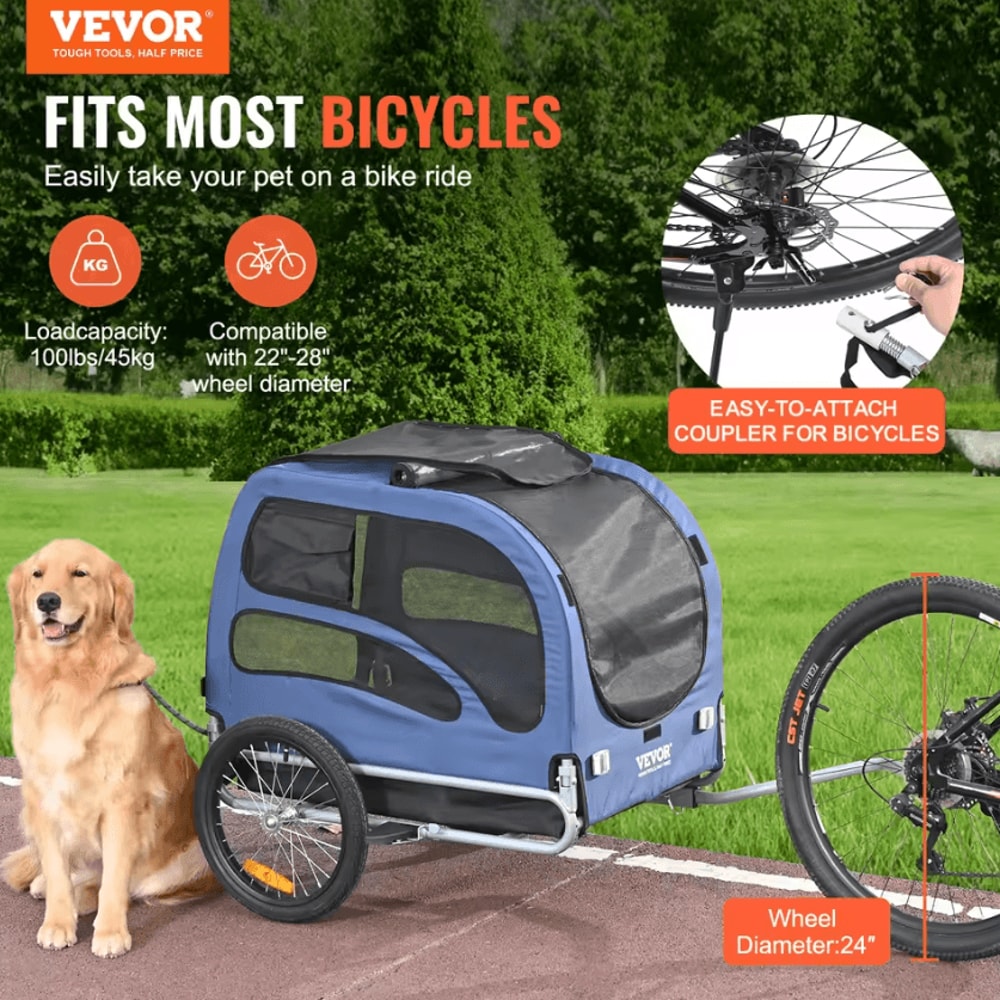 SucceBuy 100LB Foldable Dog Bike Trailer Pet Travel Carrier 1
