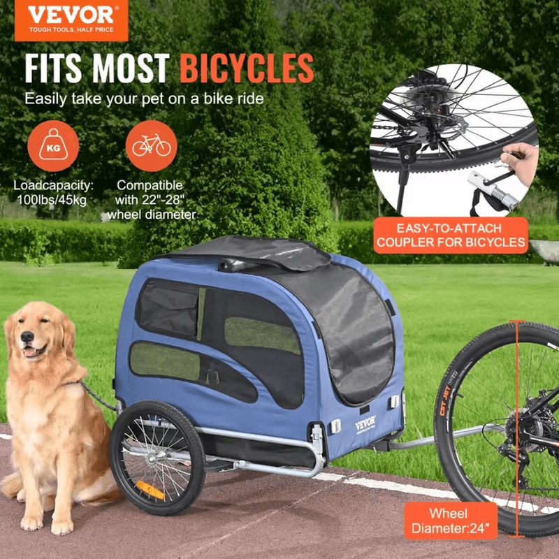 SucceBuy 100LB Foldable Dog Bike Trailer Pet Travel Carrier 1