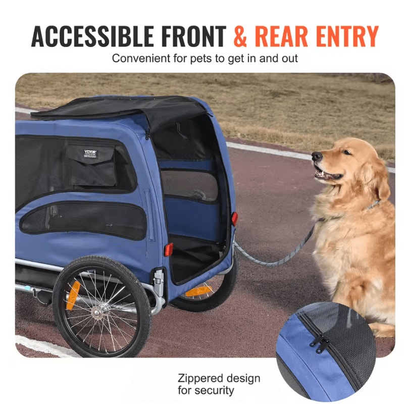 SucceBuy 100LB Foldable Dog Bike Trailer Pet Travel Carrier 4