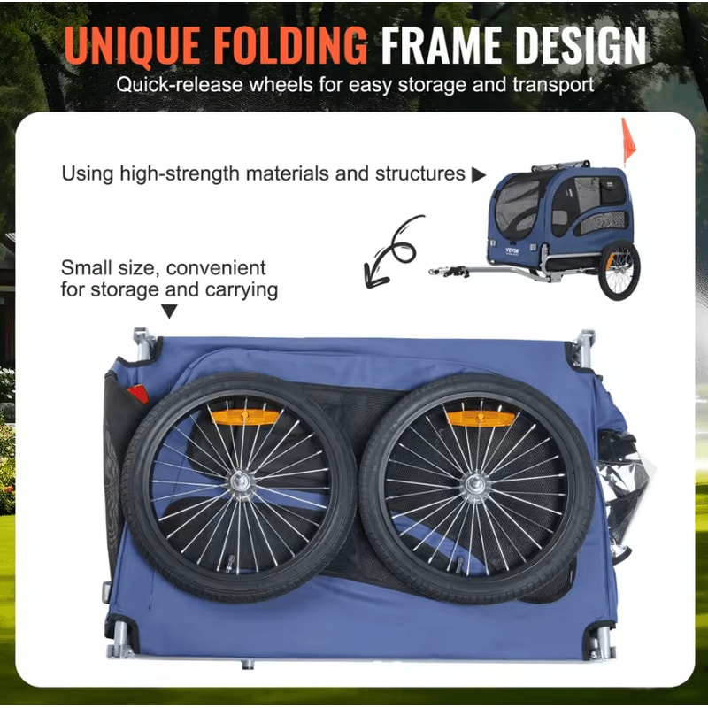 SucceBuy 100LB Foldable Dog Bike Trailer Pet Travel Carrier 5