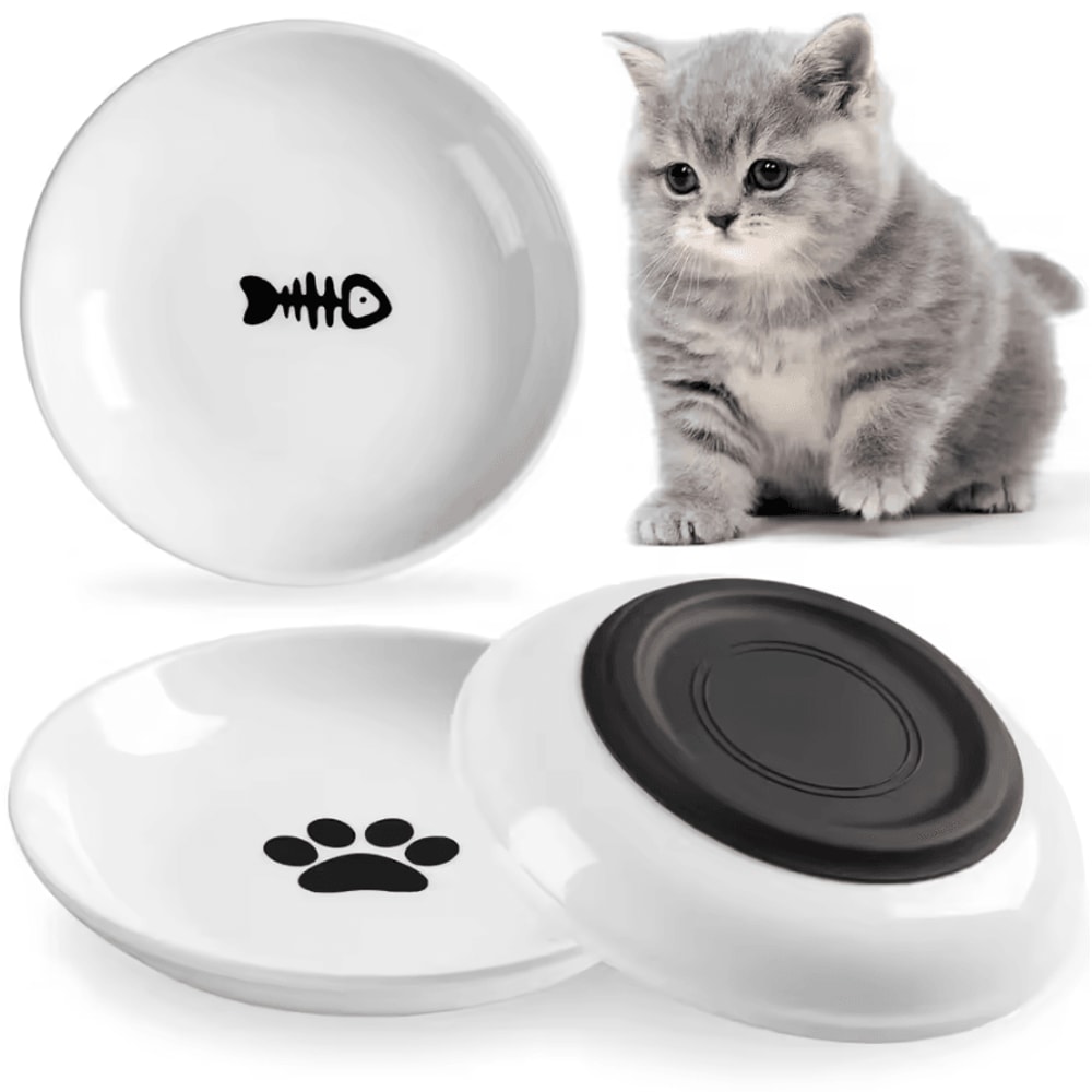 AntiTip Porcelain Cat Food Bowl For Cats Small Dogs 0