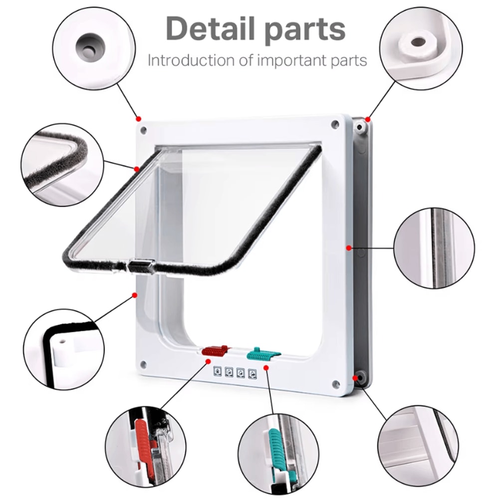4Way Locking Smart Pet Door For Cats Small Dogs 1