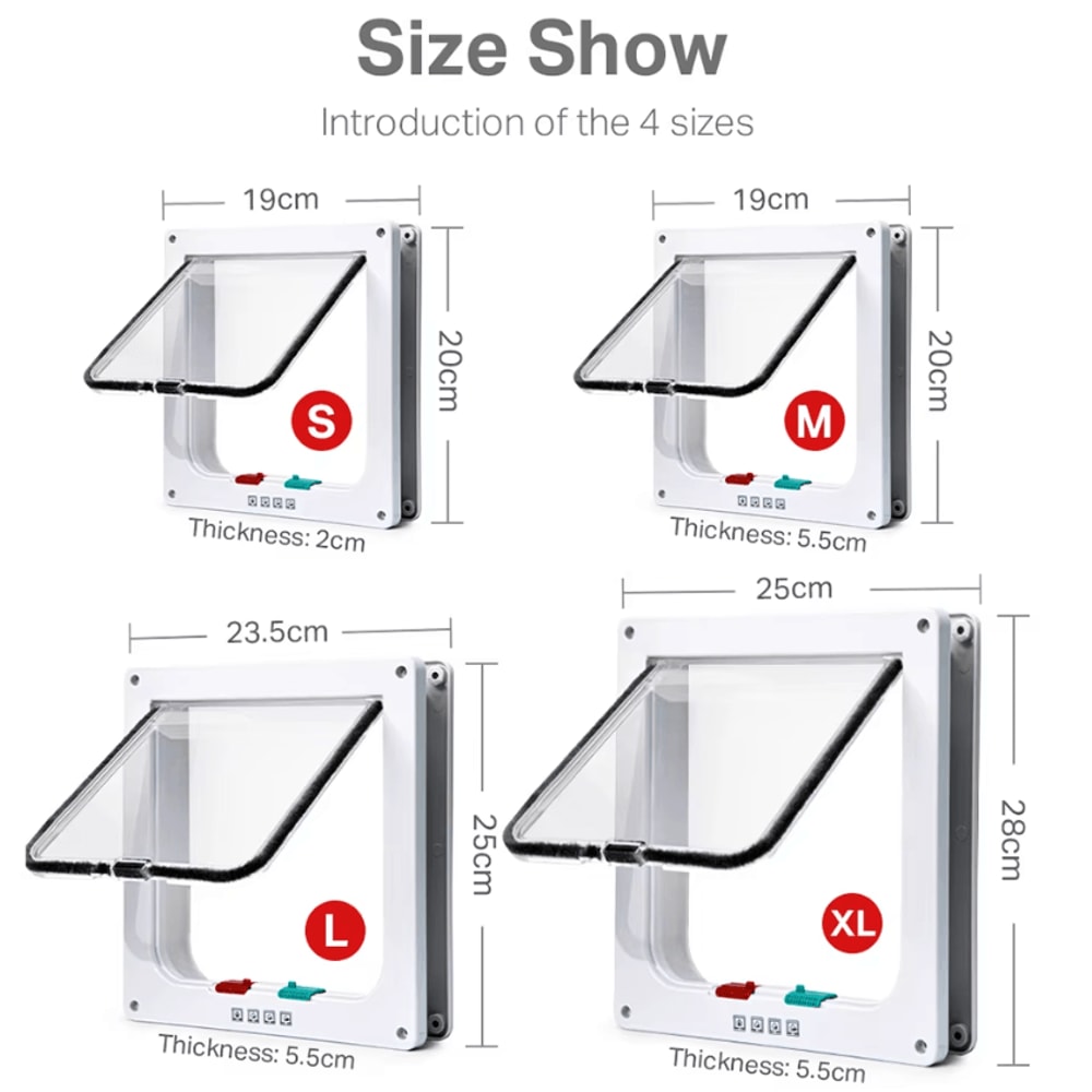 4Way Locking Smart Pet Door For Cats Small Dogs 2