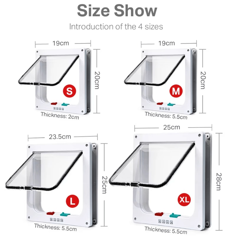 4Way Locking Smart Pet Door For Cats Small Dogs 2