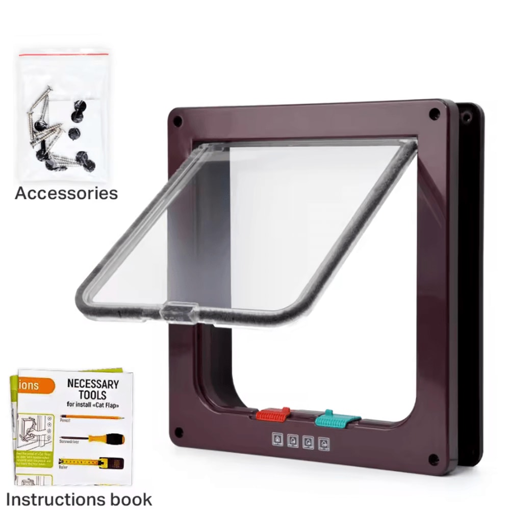 4Way Locking Smart Pet Door For Cats Small Dogs 4