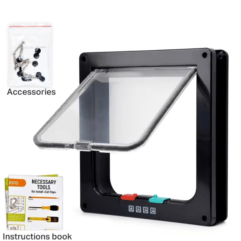 4Way Locking Smart Pet Door For Cats Small Dogs 6