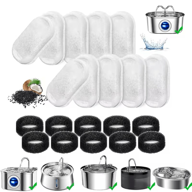 FreshFlow Stainless Steel Cat Water Fountain Filter Replacement Pack 0