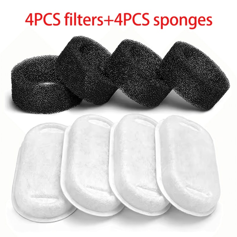 FreshFlow Stainless Steel Cat Water Fountain Filter Replacement Pack 4